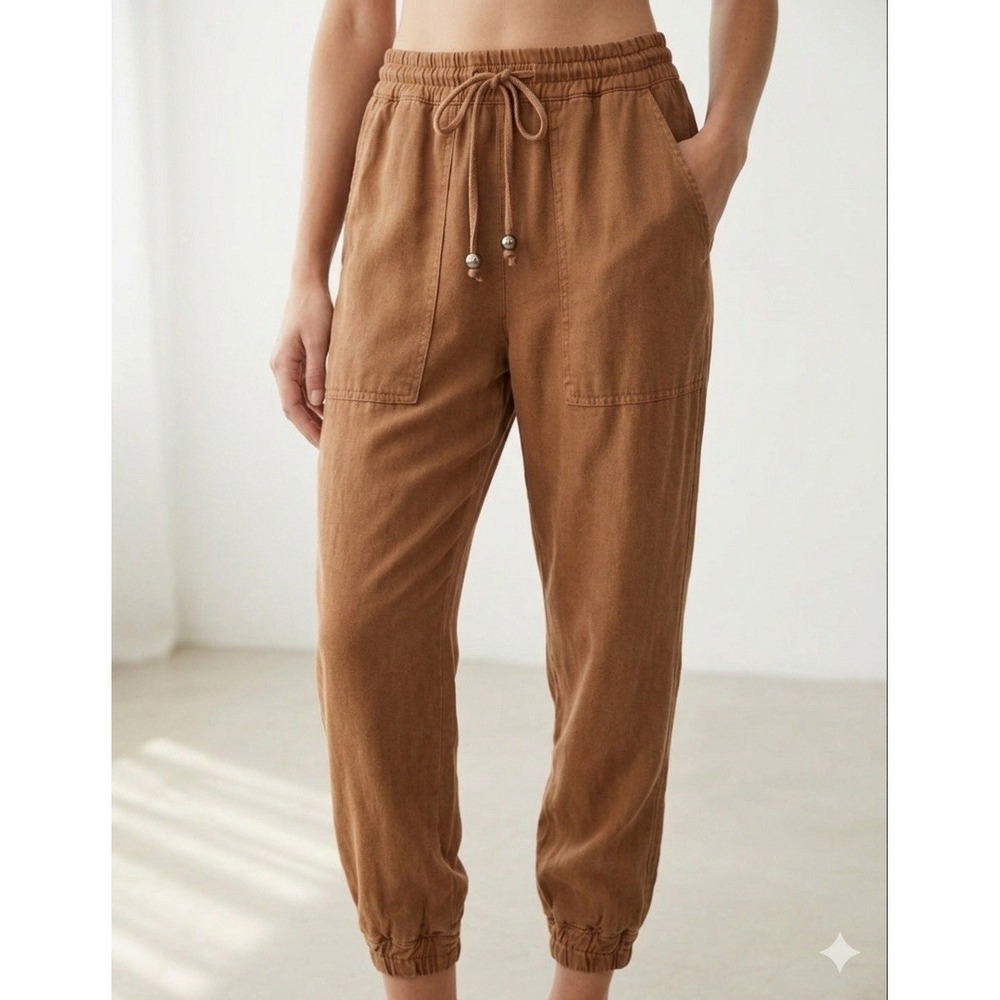 Zara Brown Cargo Pants Women Size M Elastic Waist Jogger Style Casual - Picture 2 of 11